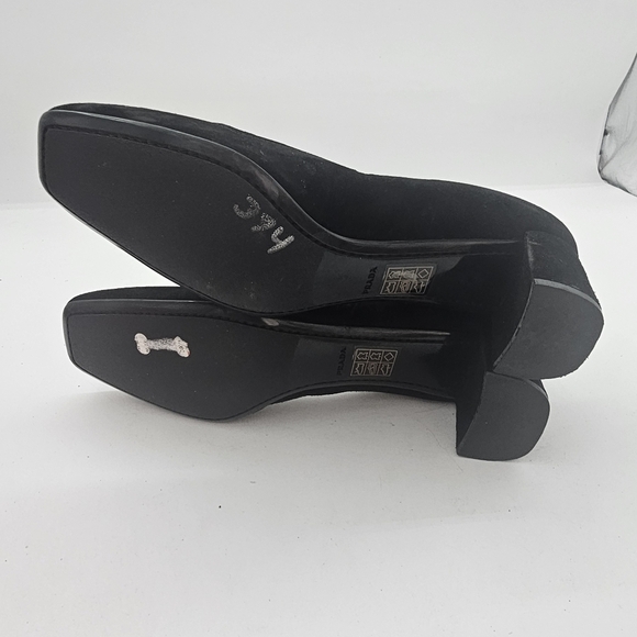 Prada Black Suede Block Heel Pumps Size 7.5 Narrow - Picture 8 of 11
